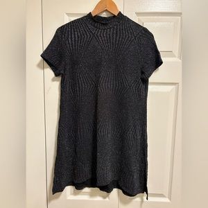 Mock neck sparkly ribbed mini dress